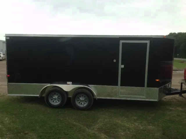 Black 16ft Tandem Axle-Flat top V-nose