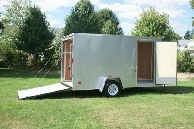 12ft Single Axle Cargo - White with Rear Ramp Door