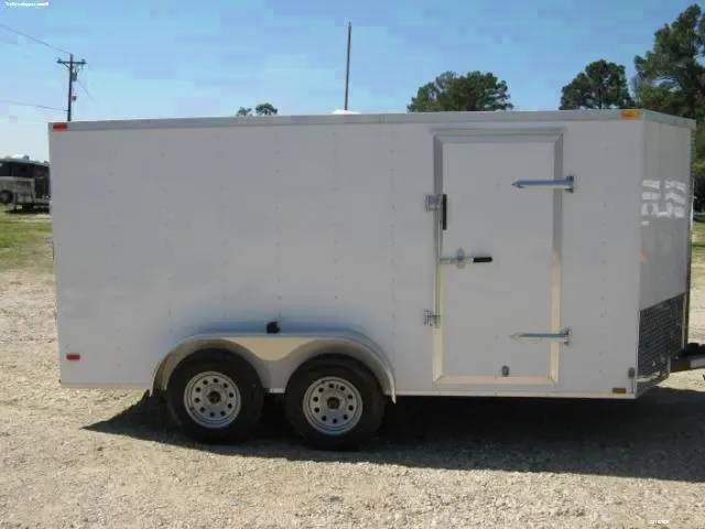 White 14ft Tandem Axle Cargo w/ Rear Ramp
