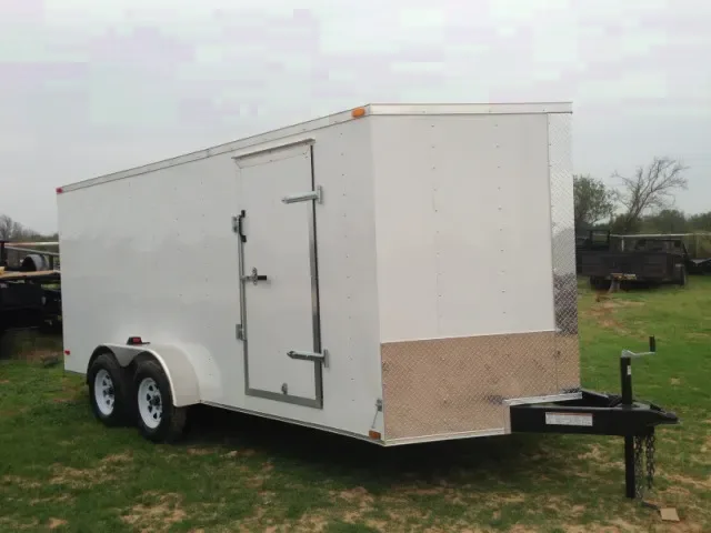 16FT CARGO  WHITE V-NOSE, SIDE DOOR
