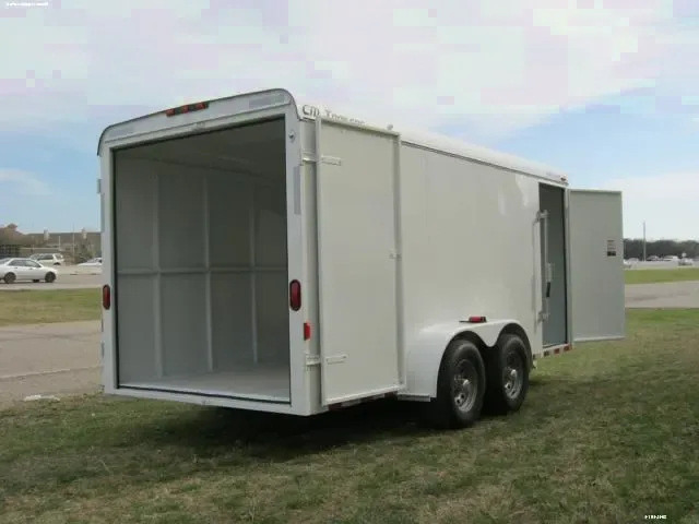 White 16ft TA w/ Rear Doors & Side Door