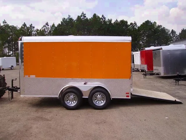 12FT ORANGE CARGO WITH WRAP AROUND DIAMOND PLATING