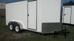 12FT WHITE TANDEM AXLE V-NOSE CARGO TRAILER