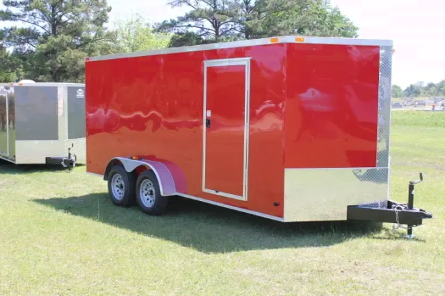16ft V-nose Red Cargo Trailer w/Ramp