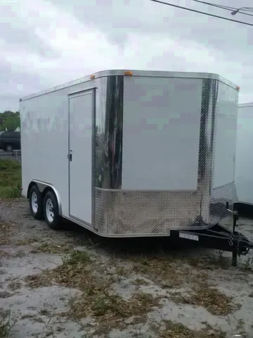 WHITE V-NOSE CARGO TRAILER 16FT