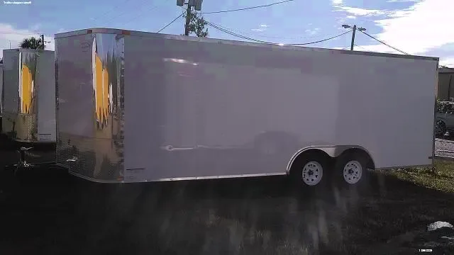 WHITE 20FT ENCLOSED CARGO WITH REAR RAMP