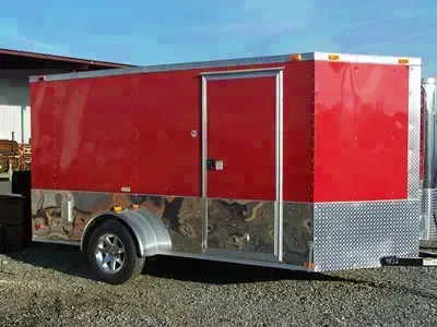 12ft SA V-nose, Ramp, Red Cargo Trailer
