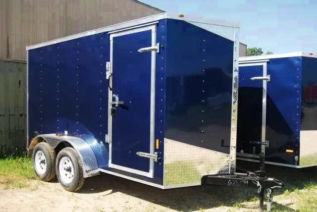 12ft Blue Cargo Trailer Wedge Front