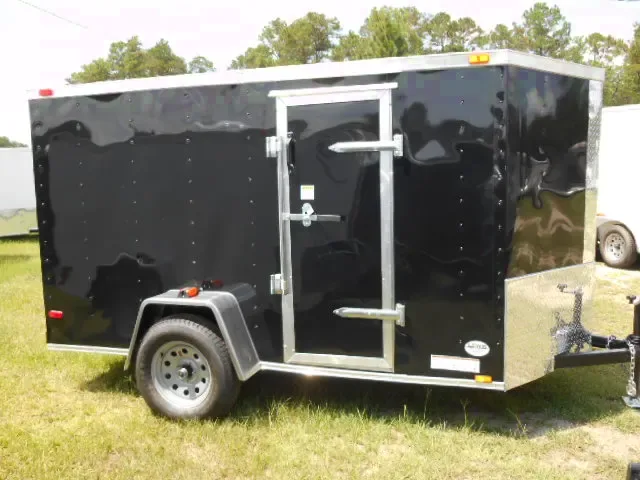 BLACK 10FT CARGO TRAILER WITH V-NOSE