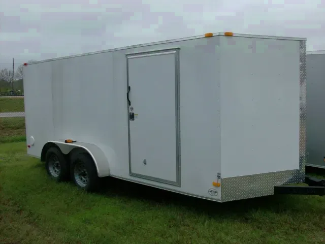 16FT WHITE CARGO TRAILER WITH RAMP