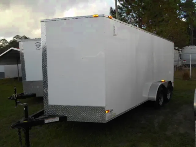 16FT WHITE CARGO TRAILER WITH V-NOSE