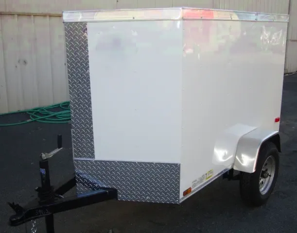 White 8ft V-Nose Cargo Trailer