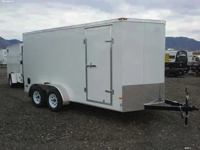 14ft White TA Cargo Trailer w/Rear Ramp Door