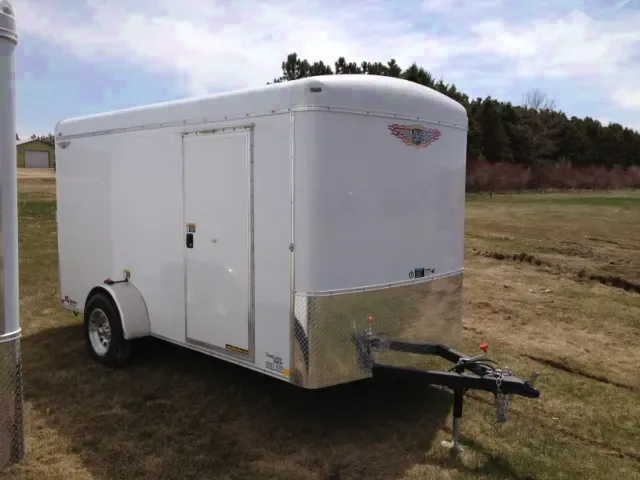 WHITE 12FT  FLAT FRONT SINGLE AXLE CARGO TRAILER