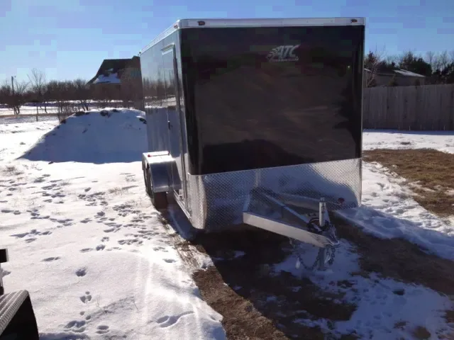 14FT BLACK. FLAT FRONT CARGO TRAILER