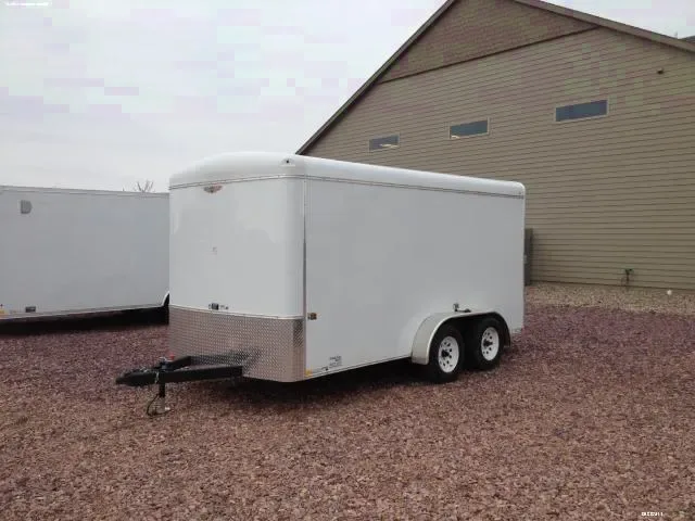 White 14FT Cargo Trailer with Ramp Door