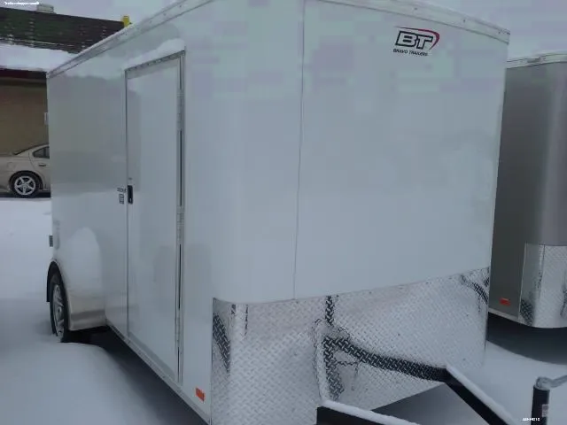 12FT White Flat Front  Enclosed Cargo