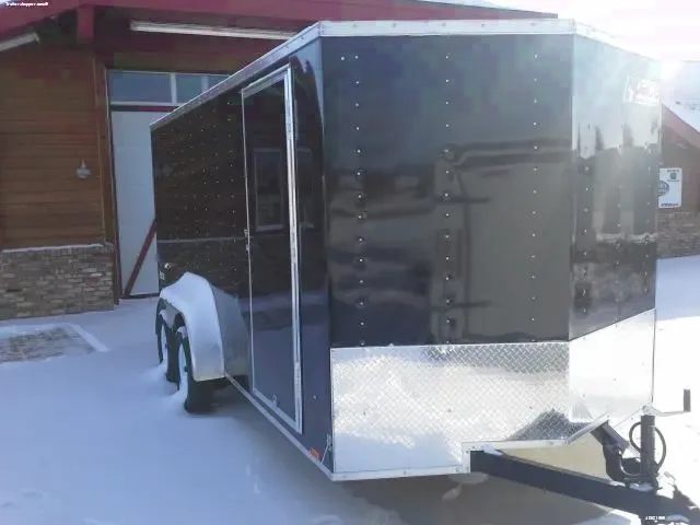 16FT Black V-Nose with Rear Ramp Door