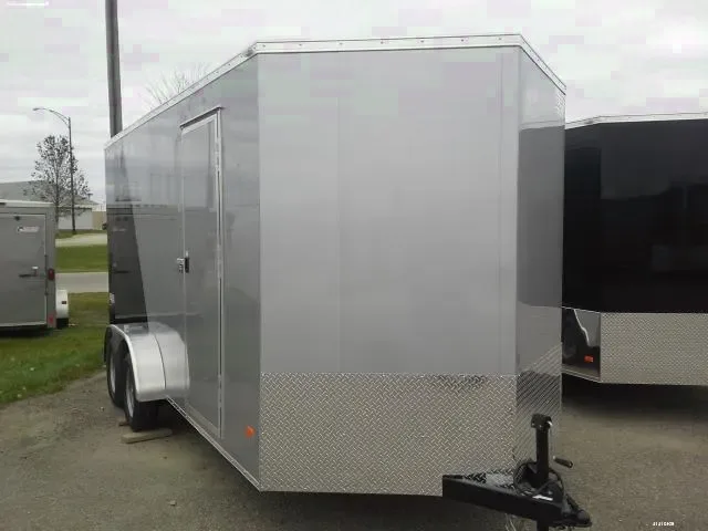 16FT TWO TONE SILVER AND BLACK ENCLOSED CARGO TRAILER