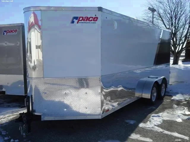 16FT TWO TONED WHITE/BLACK CARGO TRAILER V-NOSE