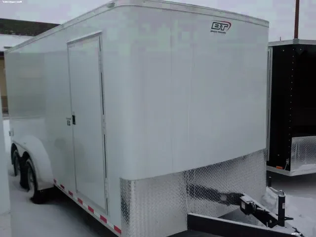 16FT  WHITE FLAT FRONT ENCLOSED CARGO TRAILER