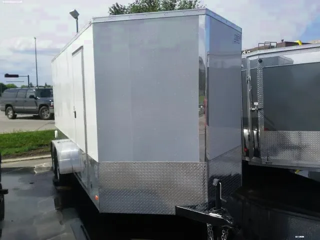 16FT WHITE CARGO TRAILER V-NOSE -RAMP