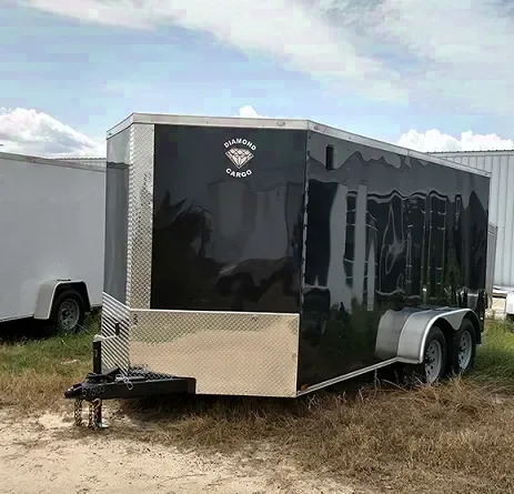 Black Cargo Trailer With Ramp Door 14ft