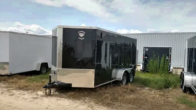 14ft Black Cargo Trailer Ramp Door