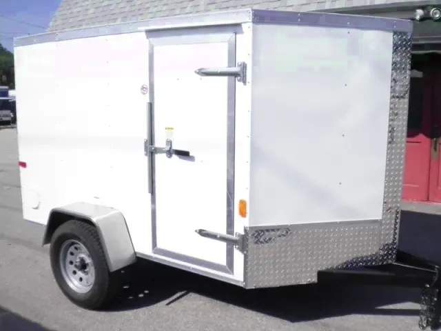 White 10ft V-nose Cargo Trailer w/ramp