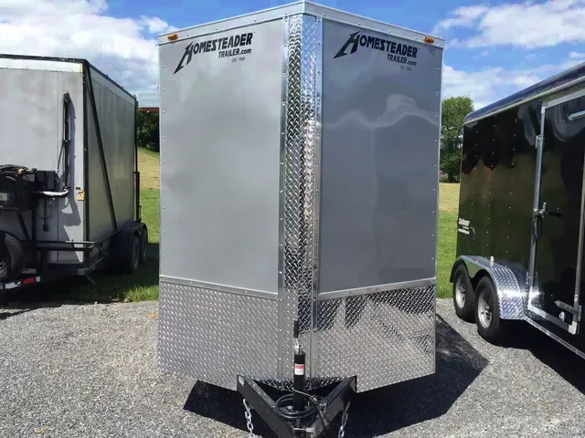 Silver V-Nose 12ft Cargo with Rear Ramp