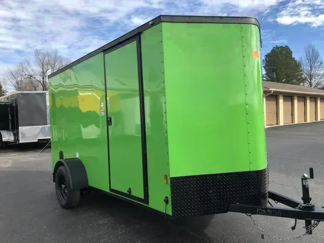 12FT V-NOSE GREEN BLACKOUT TRAILER WITH BLACK TRIM