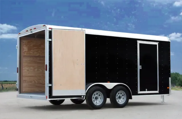 14ft Black Tandem Axle Cargo with Double Rear Doors