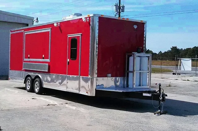 24ft Red Loaded Concession Trailer