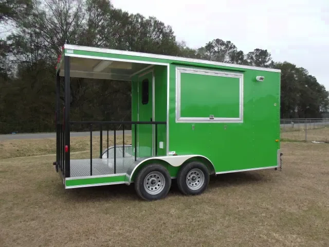 16FT CONCESSION TRAILER GREEN W/PORCH