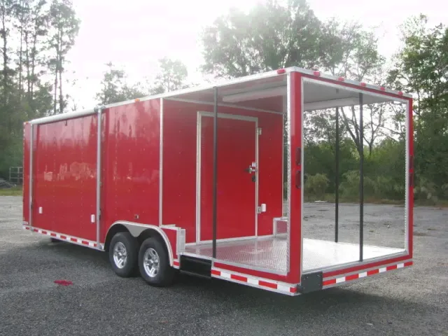 RED 20FT BBQ TRAILER W/PORCH