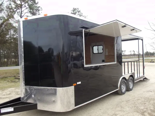 BLACK 20FT V-NOSE BBQ CONCESSION TRAILER