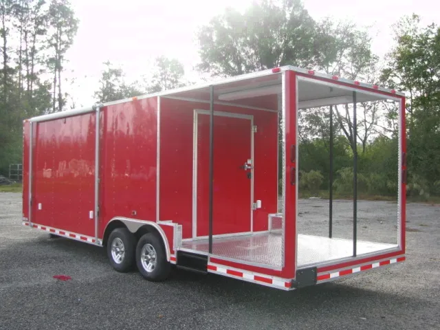 RED 24FT BBQ CONCESSION TRAILER W/PORCH