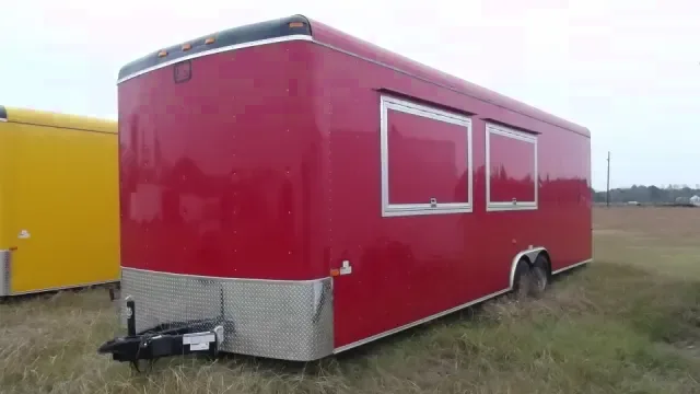 28FT RED FLAT FRONT CONCESSION TRAILER