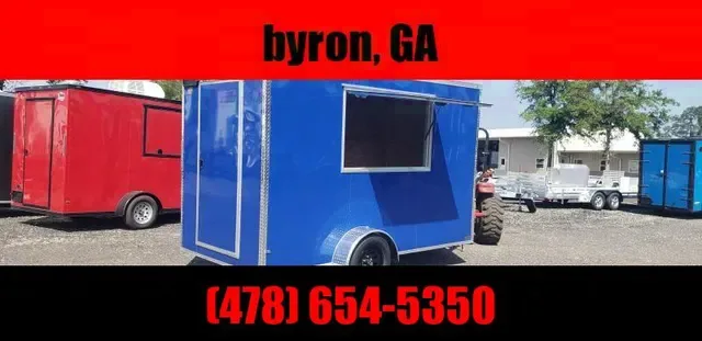 2025 Empire Cargo 6x12 Concession Trailer - Blue with Service Window