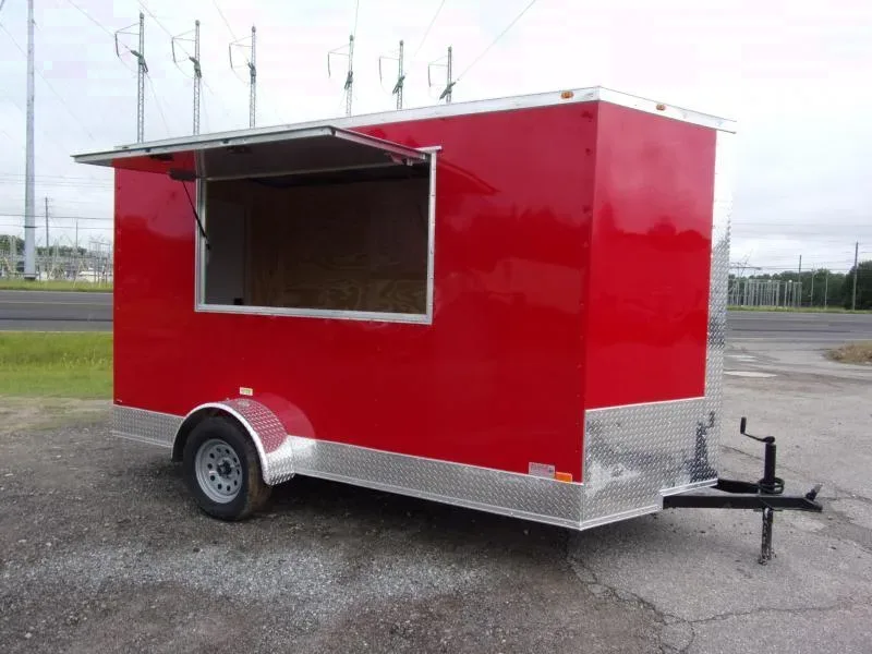 2025 Empire Cargo 6x12 Red Concession Trailer with Service Door - Make an Offer Today!