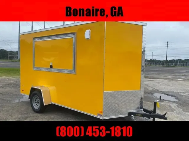 2025 Covered Wagon 6x12 Concession Trailer with Yellow Glass & Screen Window