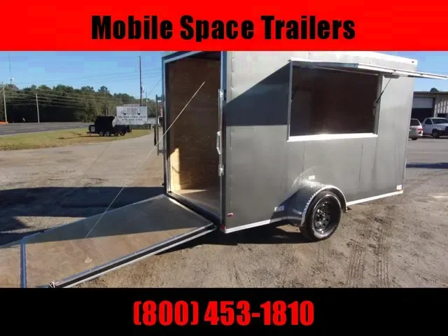 2025 Empire Cargo 6x12 Charcoal Concession Trailer with Ramp Door