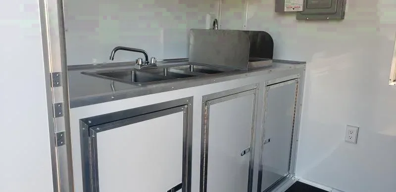 7X16 red concession trailer w sinks and power