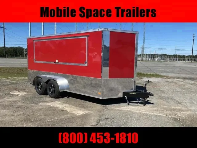 2025 Covered Wagon 7x14 Red Concession Trailer with Vending Window