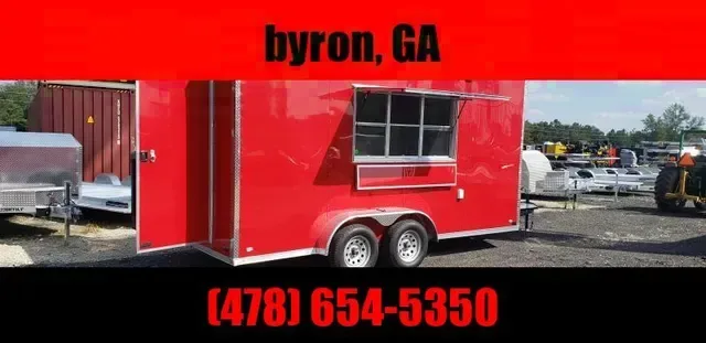 7X16 red concession trailer w sinks and power