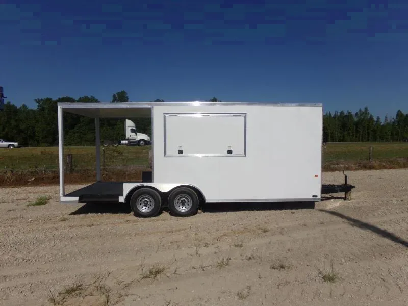 8.5X20 white 7' Interior w/ 6' Porch Vending / Concession Trailer