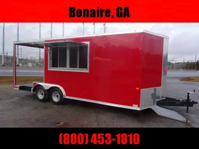 2025 Rock Solid Cargo 8.5x20 Red Concession Trailer with 6' Porch