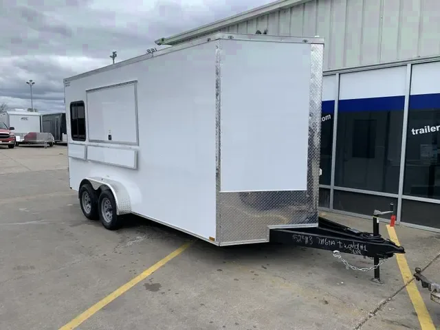 2025 White Bumper Pull Concession Trailer with Sink Package - 7x16