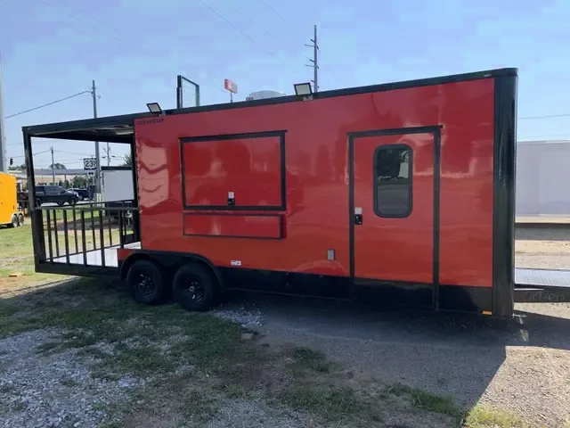 2025 8.5x24 BBQ Concession Trailer with Porch & Vent Hood