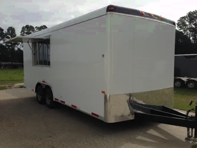 White 20ft Concession Trailer - 5200# -Axles